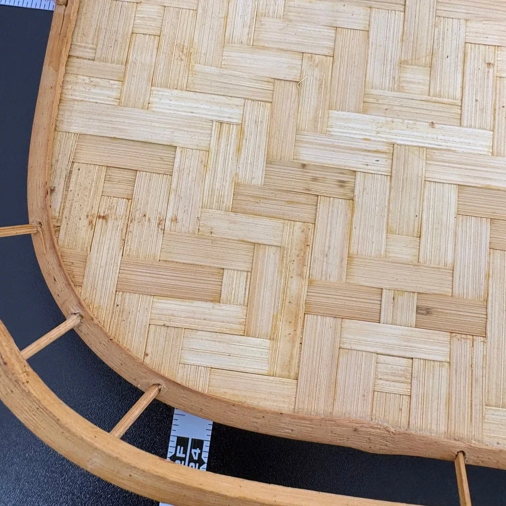 Woven Bamboo Serving Tray 16x11 Tan Boho Coastal Home Decor Style Layer Natural